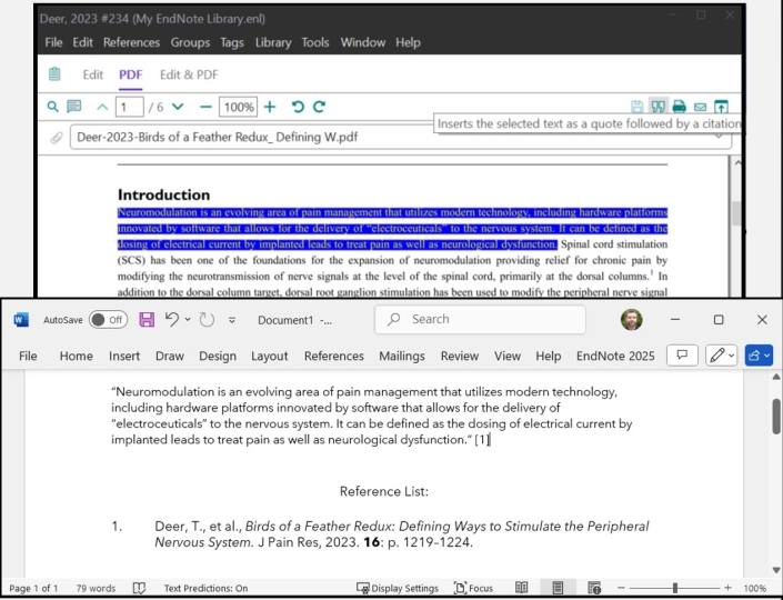 EndNote 2025 Cite from PDF