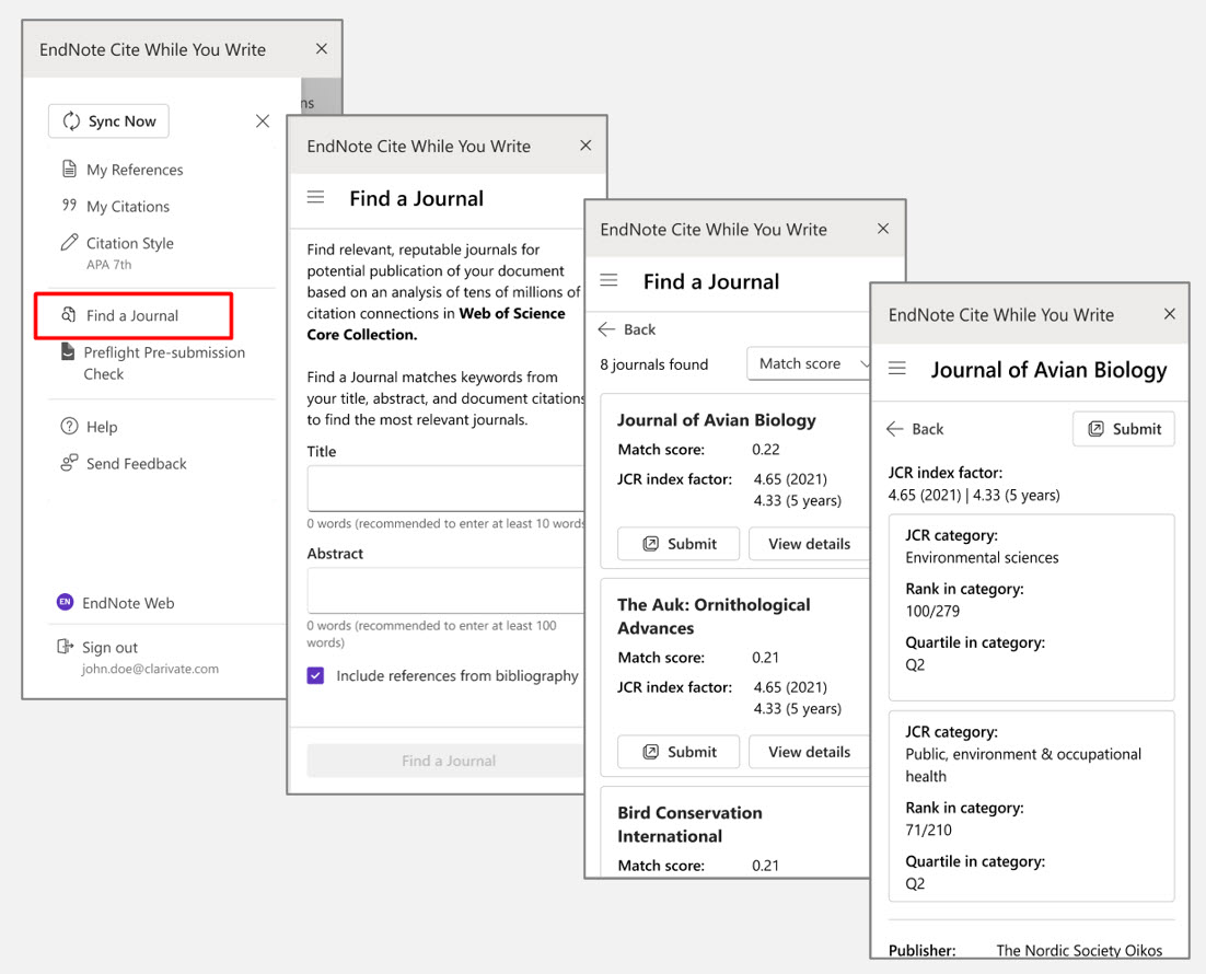 EndNote 2025 Find A Journal
