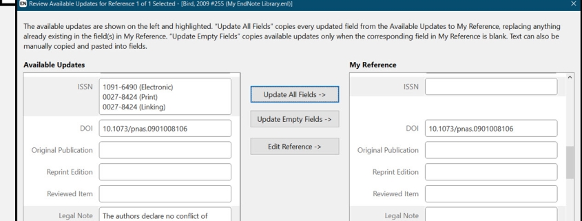 EndNote 2025 Find Reference Updates
